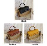 Bohemian Straw Bag Retro Woven Crossbody Box Flap Tote