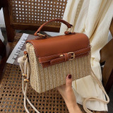 Bohemian Straw Bag Retro Woven Crossbody Box Flap Tote