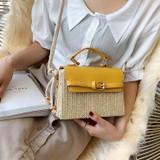 Bohemian Straw Bag Retro Woven Crossbody Box Flap Tote