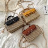 Bohemian Straw Bag Retro Woven Crossbody Box Flap Tote