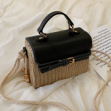 Bohemian Straw Bag Retro Woven Crossbody Box Flap Tote