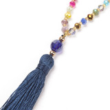 Collier Long Statement Necklace Colorful Crystal Stone Boho Handmade Jewelry