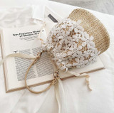 Cute Summer Straw Bag Hand Woven Bucket Tote Shoulder Bags