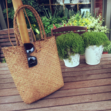 Summer Bamboo Woven Boho Straw Beach Tote Bag