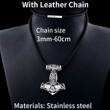 Wolf Mood Pendant Necklace Steel Viking Norse Trendy Man Jewelry