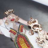 Rhinestone Multicolor Tassel Earrings Boho Statement Dangle Earrings