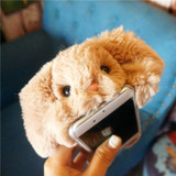 Cute Phone Cases Rabbit 3D Furry Funny iPhone Case Warm Winter Cases