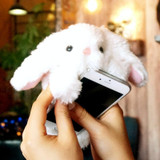 Cute Phone Cases Rabbit 3D Furry Funny iPhone Case Warm Winter Cases