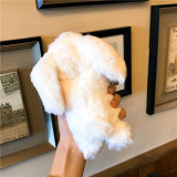 Cute Phone Cases Rabbit 3D Furry Funny iPhone Case Warm Winter Cases