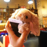 Cute Phone Cases Rabbit 3D Furry Funny iPhone Case Warm Winter Cases