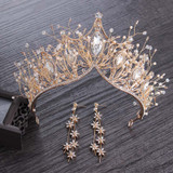 Baroque Crystal Gold Crown for Girls Wedding Hair Accessories Bridal Tiara