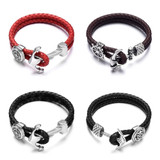 Anchor Clasp Stainless Steel Nautical Braided Leather Men Bracelets