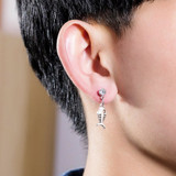 Punk Small Fish Bone Stud Earrings Stainless Steel Fashion Mens Jewelry