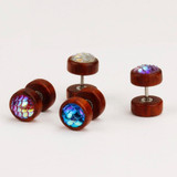 Fashion Fake Piercing Wood Earrings Body Jewelry Mix 4 Colors Set
