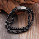Heavy Black Link Chain Stainless Steel Men's Bracelets Biker Jewelry