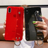 Luxury Glitter Bling Wrist Strap Shockproof Phone Cases Transparent iPhone Cover