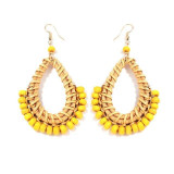 Bohemian Rattan Water Drop Earrings Statement Dangle Earring