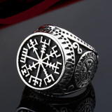 Charm Norse Viking Rune Ring Stainless Steel Amulet Ring