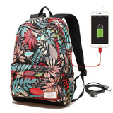 USB Charging Laptop Backpack Girls Flowers Travel Backpack