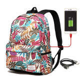 USB Charging Laptop Backpack Girls Flowers Travel Backpack