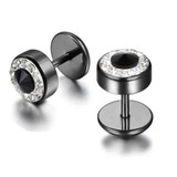 Black Earrings Men Trendy Jewelry Crystal Barbell Titanium Earrings
