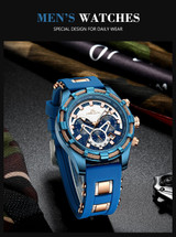 Luxury Brand Waterproof Silicone Strap Chronograph Men Watches