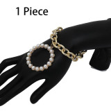 Exaggerate Charms Pearl Crab Chain Pendant Bracelet