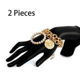 Exaggerate Charms Pearl Crab Chain Pendant Bracelet
