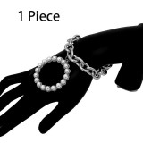 Exaggerate Charms Pearl Crab Chain Pendant Bracelet
