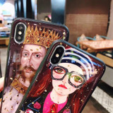 King Glasses Girl Electroplating Gold Vintage iphone Case