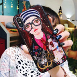 King Glasses Girl Electroplating Gold Vintage iphone Case
