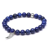 Lapis Lazuli Stone Tibetan Silver Wing Beaded Men Bracelets Lapis Lazuli Stone Tibetan Silver Wing Beaded Men Bracelets