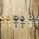 BTS Cross Earring Men Hoop Earrings Unisex Stainless Steel Jewelry