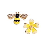 Crystal Flower Sweet Bee Stud Earrings Women Jewelry