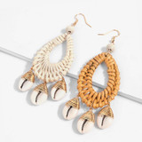 Ethnic Rattan Knit Drop Earrings Bohemia Shell Earrings