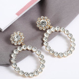 Trendy Crystal Round Drop Earrings Fashion Women Jewelry