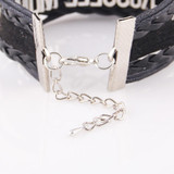 Punk Men Arrow Skull Angel Wing Biker Leather Wrap Bracelet