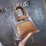 New Transparent Women Bags Casual Jelly Composite Bag