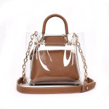 New Transparent Women Bags Casual Jelly Composite Bag