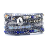 Natural Stones Lapis Boho 5 Strands Wrap Bracelets