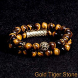 Tiger Eye Bracelet Men Natural Stone 2pcs Set Beaded Bracelets