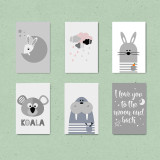 NICOLESHENTING Cartoon Animal Koala Seal Minimalist Art Canvas Poster Painting Nursery Wall Picture  Modern Home Kids Room Decor