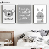 NICOLESHENTING Cartoon Animal Koala Seal Minimalist Art Canvas Poster Painting Nursery Wall Picture  Modern Home Kids Room Decor