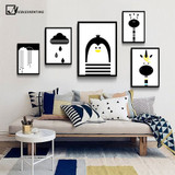 NICOLESHENTING Cartoon Animal Penguinl Zebra Minimalist Art Canvas Poster Painting Wall Picture Modern Home Baby Room Decoration