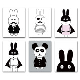 NICOLESHENTING Cartoon Pirate Hero Rabbit Minimalist Canvas Poster Nordic Art Painting Wall Picture Children Room Decoration