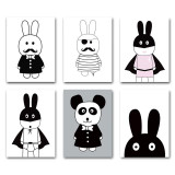 NICOLESHENTING Cartoon Pirate Hero Rabbit Minimalist Canvas Poster Nordic Art Painting Wall Picture Children Room Decoration