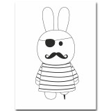 NICOLESHENTING Cartoon Pirate Hero Rabbit Minimalist Canvas Poster Nordic Art Painting Wall Picture Children Room Decoration