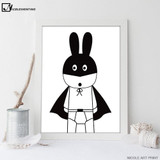 NICOLESHENTING Cartoon Pirate Hero Rabbit Minimalist Canvas Poster Nordic Art Painting Wall Picture Children Room Decoration