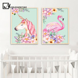 Flower Unicorn Flamingo Poster and Print Watercolor Animal Painting Wall Art Decorative Picture Nordic Style Kids Decoration Flower Unicorn Flamingo Poster and Print Watercolor Animal Painting Wall Art Decorative Picture Nordic Style Kids Decoration