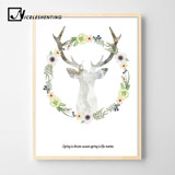 Animal Flower Deer Fox Posters and Prints Canvas Wall Art Painting Decorative Picture Nordic Style Kids Decoration Home Decor